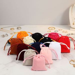 Luxury Velvet Drawstring Pouch Customizable Hot Stamped Jewelry <b>Gift</b> Packaging Soft Dustproof Reusable <b>Bag</b> Rings Earrings - Product Image 3