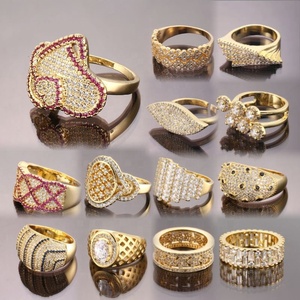 Bagues de mariage en zircon pour femmes, en or 18 carats, avec pierres précieuses fantaisie, dernier modèle, design tendance, vente en gros de bijoux - Product Image 1