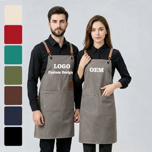 Tablier de chef en toile denim de haute qualité avec logo personnalisé, bretelles croisées, idéal pour la cuisine, les bars, les cafés et les travaux de nettoyage - Product Image 1