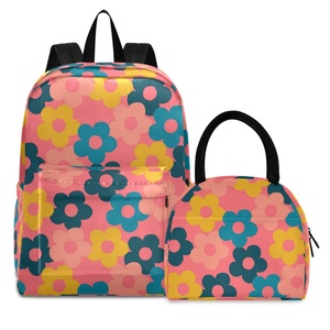 2025 New Arrival Hawaiian Market Custom Flower Print Waterproof Polyester Lunch Bag School <b>Backpack</b> Sets for <b>Kids</b> Wholesales - Product Image 1