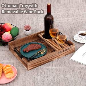 Service de petit-déjeuner en bois antique avec porte-<span class=keywords><strong>gobelet</strong></span> amovible motif végétal plateau de service à café - Product Image 3