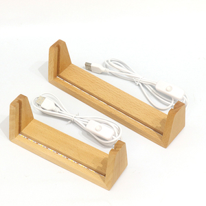 U-hình dạng cơ sở khung gỗ cơ sở Máy tính để bàn trang trí Món quà sáng tạo cơ sở bằng gỗ với ánh sáng LED và Acrylic - Product Image 6