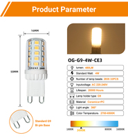 Ampoule LED G9 4W AC220-240V 480LM CRI>80 2700K-6500K Sans scintillement Driver IC Céramique Lampe LED G9