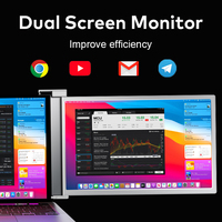 Moniteur triple pour ordinateur portable 15,6 pouces IPS, rotation à 180°, plug-and-play pour Windows/Mac (M1/M2/M3) Pro/Max-S3 15,6-17,3 pouces, 1920x1080 USB-C & HD