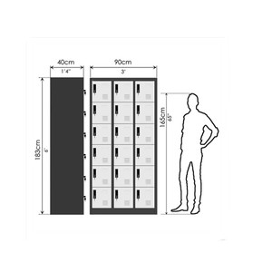 Casier de rangement privé en acier à 18 compartiments avec serrure pour travailleurs et employés - Product Image 6