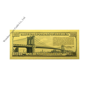 Billet de banque commémoratif en feuille d'or de 100 dollars de la Pont de <span class=keywords><strong>Brooklyn</strong></span>, plaqué or 24 carats, carte souvenir en PVC étanche, cadeau pour collection - Product Image 4