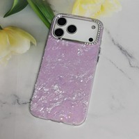 Coque de téléphone portable en marbre antichoc pour Iphone 11 12 13 14 15 16 17 Air Cadres de diamants Housses de téléphone 17 Pro Max 16 Plus