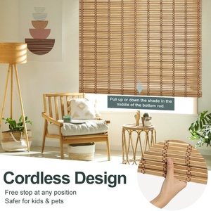 Natural <strong>Bamboo</strong> Material Light Filtering Smooth Roll up Manual Cordless <strong>Bamboo</strong> <strong>Blinds</strong> for <strong>Indoor</strong> - Product Image 6