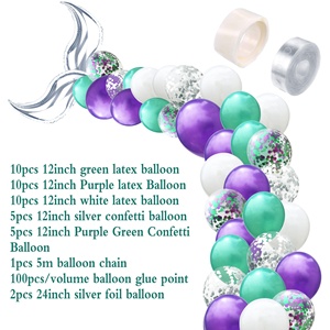 Suministros de fondo para fiesta de cumpleaños de sirena, 44 Uds., recuerdo para niños, evento de boda, fiesta, decoración de globos de fiesta de <span class=keywords><strong>sirenita</strong></span> - Product Image 2