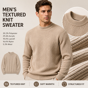 Pull en laine et lyocell pour homme à manches longues, col rond, personnalisable avec logo, chaud et doux, idéal pour l'automne et l'hiver - Product Image 1