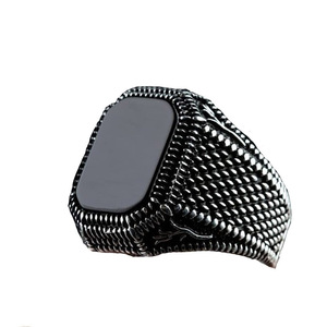 남성용 스테인리스 블랙 스톤 반지 사우디 터키 스타일 - Product Image 4
