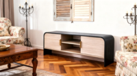 Meuble TV moderne en bois écologique pour salon avec armoire de rangement et étagère Convient aux téléviseurs de 65 pouces