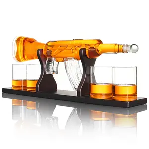 Whiskey Gun Decanter Online Hot Sale Whiskey Glass Decanter Mouth Blown AK 47 Gun Shape Personalized Decanters Glass Whiskey Decanters