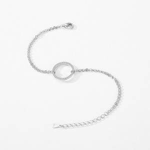 Pulsera de Cadena con Incrustaciones de Circonita Redonda en Plata de Ley S925 para Mujer - Joyería Clásica y Sencilla, Versión de Cobre Personalizable - Product Image 4