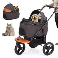 Poussette de luxe 3 roues légère et imperméable pour chiens, réglable, pliable, détachable, portable, pour la course, taille moyenne, faible MOQ