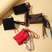 Porte-monnaie en cuir PU personnalisé avec perles colorées et pompon, porte-cartes, mini sac mignon, porte-clés multifonctionnel, breloques de sac à main