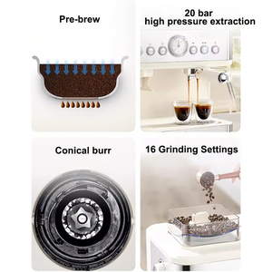 20Bar Ulka 3-in-1 Espresso Coffee Maker Portable Stainless Steel Bean <strong>Decaf</strong> for Hotel Home Use - Product Image 3