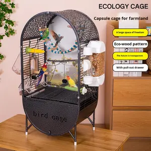 Ekstra büyük kırılmaz 5mm kalın akrilik kuş kafesi ile anti-dökülme besleyici katı desen Metal düğme kapatma papağanlar için 35cm - Product Image 4