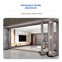 Puerta Plegable de Aluminio DBIAO Premium con Marco Delgado Moderno y Vidrio Templado con Acabado Brillante para Entrada Exterior y Salas de Exhibición de Lujo