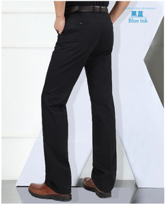 <span class=keywords><strong>Pantalon</strong></span> décontracté pour homme, uni, à devant plat, taille mi-haute, coupe droite ample, tissé – Vente en gros - Product Image 5