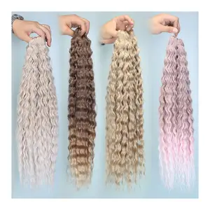 Bán Buôn Sâu Sóng Crochet 24 Inch 30 Inch Nước Sóng Twist Tóc Tổng Hợp Nữ Thần Bện Tóc Lượn Sóng Ombre Tóc Vàng Tóc Mở Rộng