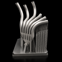 Conjunto de paletas de turbina curvas de metal impresas en 3D para rutas de flujo de alta temperatura en la industria aeroespacial