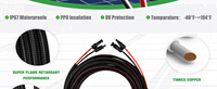 Câble d'extension pour panneau solaire 10AWG 30FT, connecteurs étanches IP68, capuchons anti-poussière, 1500V -40F 248F 30A, double fil ignifuge GF