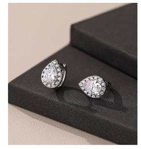 S925 Sterling Silver Sparkling Teardrop Cubic Zirconia <b>Clip</b> On Earrings For Women Trendy Bridal Luxury Wedding Fine Jewelry - Product Image 5