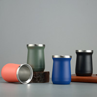 2026 Emerit Taza de Mate de Acero Inoxidable 304 de 150ml con Logotipo Personalizado a Color, Estilo Uruguay, con Bombilla y Pajita