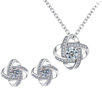 Parure de bijoux de luxe léger en argent sterling S925 avec moissanite 0,5 carat VVs1, boucles d'oreilles clous et collier pendentif, ensemble de bijoux de fiançailles, cadeaux pour femmes