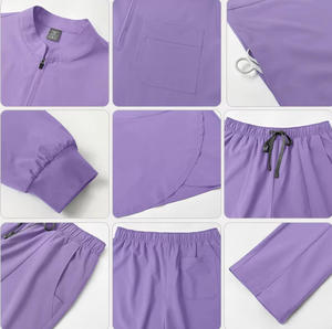 Tenues chirurgicales élégantes pour cliniciens européens, uniformes de pharmacien longueur cheville, uniformes de médecin France, 42383 Uniformes de travail bleu roi - Product Image 2