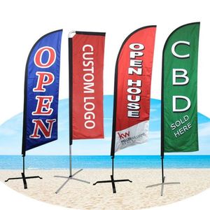 ธงขนนกแบบเปิดสำหรับโฆษณาส่งเสริมการขายแบบกำหนดเองพร้อมเสาและฐาน - Product Image 1