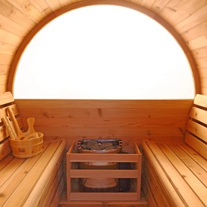 Sauna en cèdre japonais directement de l'usine, sauna traditionnel extérieur pour 4 personnes avec poêle électrique de 6000W - Product Image 5