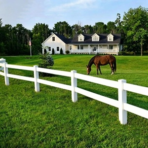 Clôture <span class=keywords><strong>de</strong></span> pâturage en PVC blanc personnalisée, style étoile, stable, à 3 rails, très demandée pour l'équipement d'élevage agricole - Product Image 5