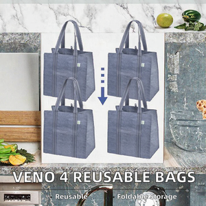 Borse a Tracolla Pieghevoli VENO in Materiale PP Riutilizzabile con Fondo Rigido Senza Chiusura, Grande Capacità per Picnic - Product Image 2