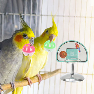 Mini Bóng Rổ Hoop Chụp Chim Đồ Chơi Thiết Kế Mới Thép Không Gỉ Thông Minh Trò Chơi Chew Đồ Chơi Thiết Lập Cho Vẹt Đào Tạo Vẹt Đồ Chơi - Product Image 2