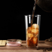 Gobelet en verre borosilicate réutilisable YS à double paroi avec couvercle, compatible lave-vaisselle, style classique, cadeau de rentrée scolaire