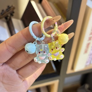 Cute Kawaii Glitter <b>Cat</b> Resin Keychain Lucky Kitty Bag Charm Pendant with Bell for Bags Keys <b>Backpacks</b> Decoration - Product Image 5