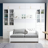 Lit mural multifonctionnel intégré Murphy avec canapé, bureau à domicile, bibliothèque, armoire, cadre solide, panneau moderne en acier pliable invisible