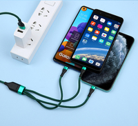 Câble de charge 3-en-1 en nylon tressé certifié RoHS CE FCC, charge rapide 3A, USB C Micro, conducteur en cuivre pur pour la vente en gros