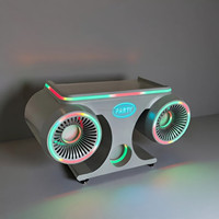 Cabina de DJ LED Moderna con Cambio de Color, Efectos de Luz Estilo Turbo, Set de Barra Portátil, Barra para el Hogar, Mueble de Consola para DJ con Logotipo Personalizado, Acrílico