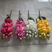 Bunga Gladiolus Buatan 5 Tangkai Fancy Flower, Rangkaian Bunga Halcyon Sutra Elysian untuk Dekorasi Pernikahan Katedral dan Konservatori