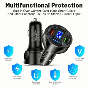 Chargeur de voiture rapide 66W à quatre ports QC3.0 avec affichage LED, charge rapide pour téléphone portable, chargeur USB de voiture - Product Image 2