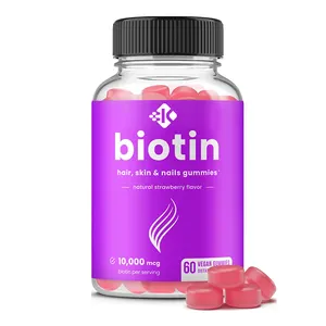 OEM Vegan Healthcare Food Supplement Vitamin High Potency Hair Growth Gummies Para Cabelo Pele e Unhas Biotina Gummies