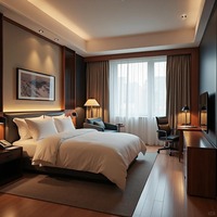 Fournisseur professionnel de mobilier d'hôtel et d'appartement de luxe, ensemble de chambre à coucher commercial sur mesure en MDF et chêne, contemporain, écologique et durable