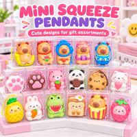 Lot de 24 pendentifs squishy en forme de biscuits, jouet anti-stress à rebond lent, design mignon de dessin animé, emballage en boîte, idéal pour les jeunes pour le pressage