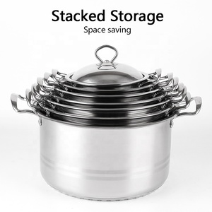 Bán Hot <span class=keywords><strong>Cookware</strong></span> Set cảm ứng nồi súp nồi thép không gỉ lớn nấu ăn nồi Set với nắp - Product Image 5