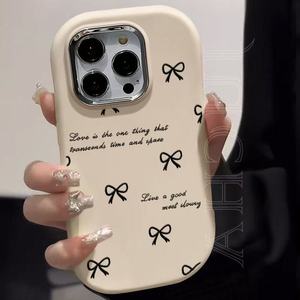 เหมาะสำหรับ iPhone 16 PRO MAX เคสโทรศัพท์กันกระแทกแบบนิ่มติดโบว์ภาษาอังกฤษ - Product Image 3