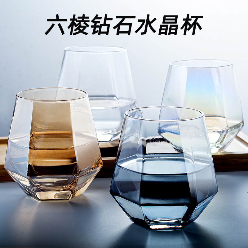 300ml  Gold rim Whiskey Glasses Crystal Whisky Tumbler Glasses