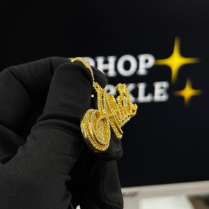 2 Inch Adiel <b>Iced</b> <b>Out</b> Pendant Custom Moissanite Jewelry 14K Gold Plated Hip Hop Luxury Bling <b>Chain</b> Necklace for Men Women - Product Image 2